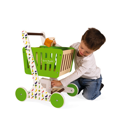 Green Janod J06575 Market Shopping Trolley Game 
