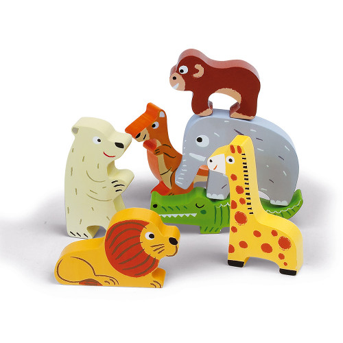 Animal Friends Wooden Chunky Puzzle By Janod, Ages 18 - 36 mo.