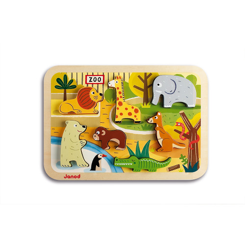 Animal Friends Wooden Chunky Puzzle By Janod, Ages 18 - 36 mo.