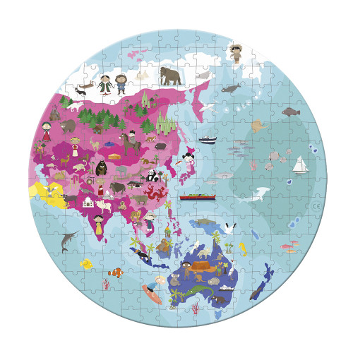 Round Double Sided Blue Planet Puzzle - 208 Pieces